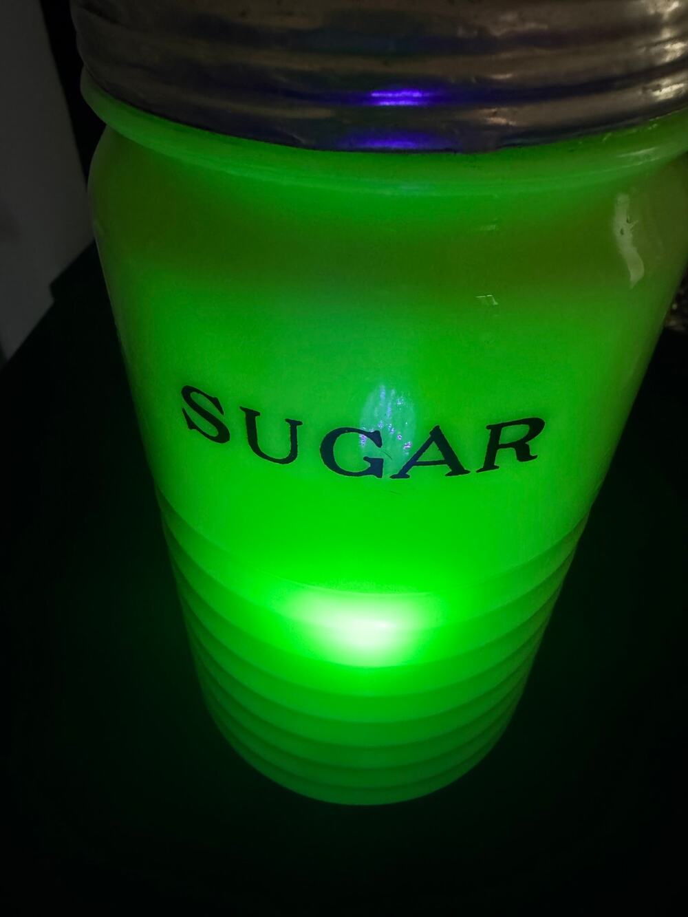 Jeannette Glass Beehive Large Sugar Canister Jadeite Glows